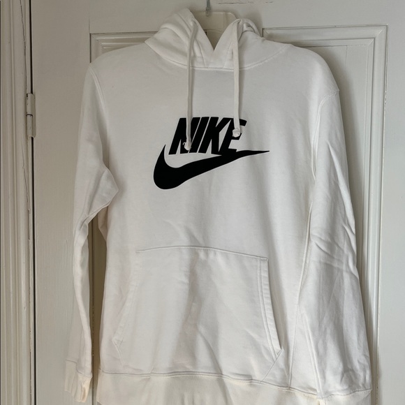 Nike Tops - Nike White Hoodie with Black Logo women’s large